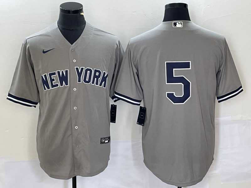 Men%27s New York Yankees #5 Joe DiMaggio Grey Cool Base Stitched Baseball Jersey